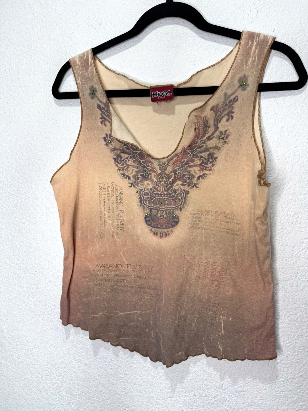 Mudd Distressed Faded Jewel Crop Top Y2K Britney Spears